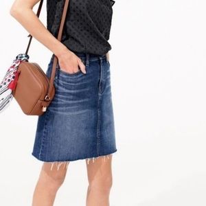 J. Crew Frayed Hem Jean Skirt EUC